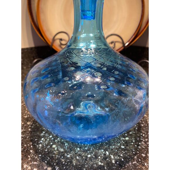Vintage 70s Blue Italian Decanter - Picture 6 of 6